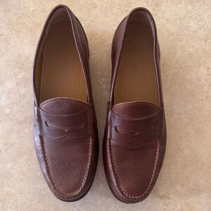 NWOT Men's Cole Haan Pebbled Grain Brown Penny Loafers Stitching (10M)